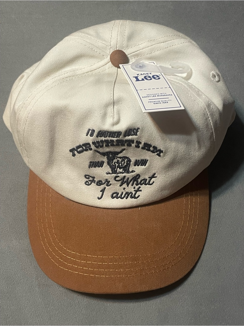 Kacey Lee βFor What I Ainβtβ Longhorn Snapback Hat Cream Brown NWT